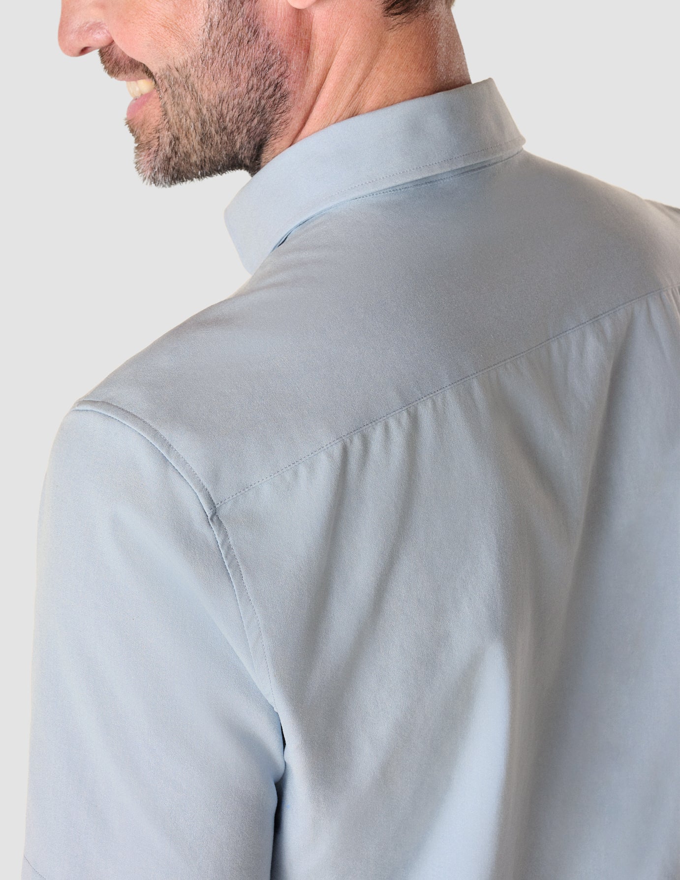 Short-Sleeved Tech Linen Shirt Sea Blue