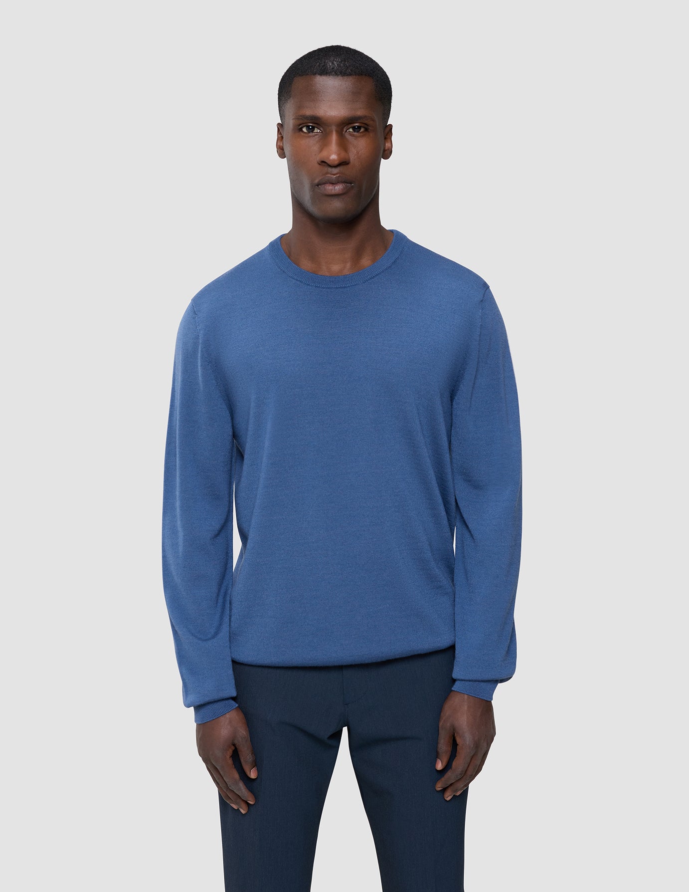 Seamless Premium Merino Knit Crewneck Dusky Blue