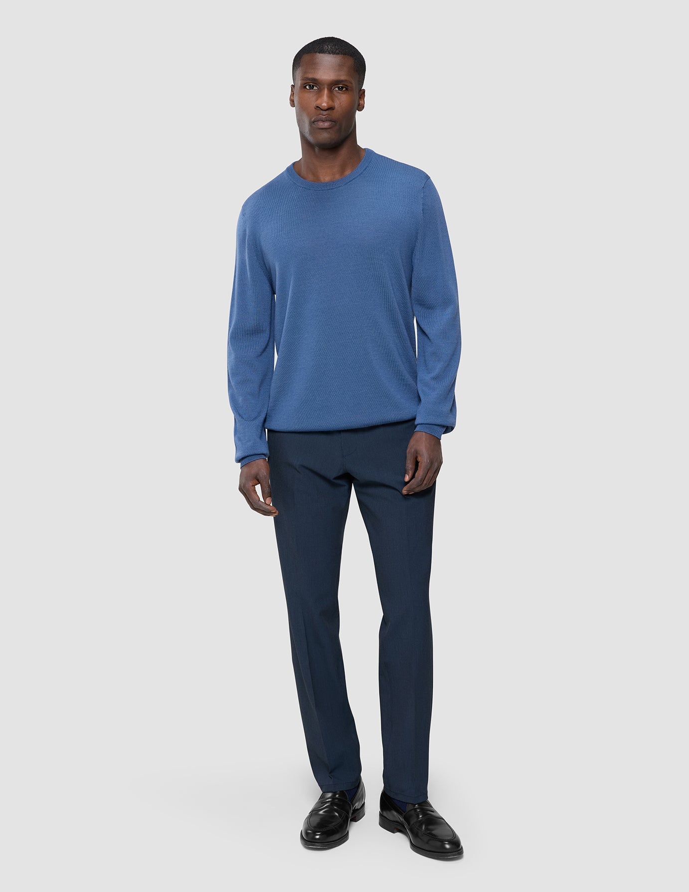 Seamless Premium Merino Knit Crewneck Dusky Blue