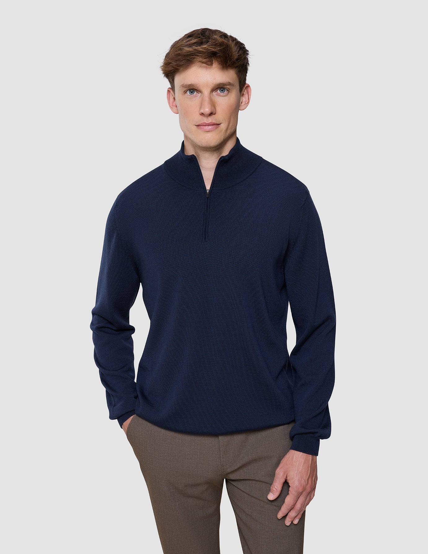 Seamless Premium Merino Knit Half Zip Dark Navy