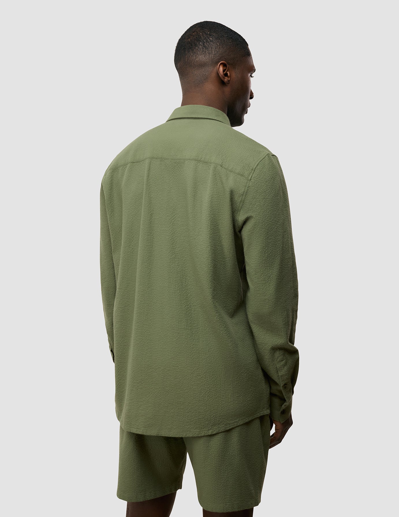 Seersucker Casual Shirt Clover Green