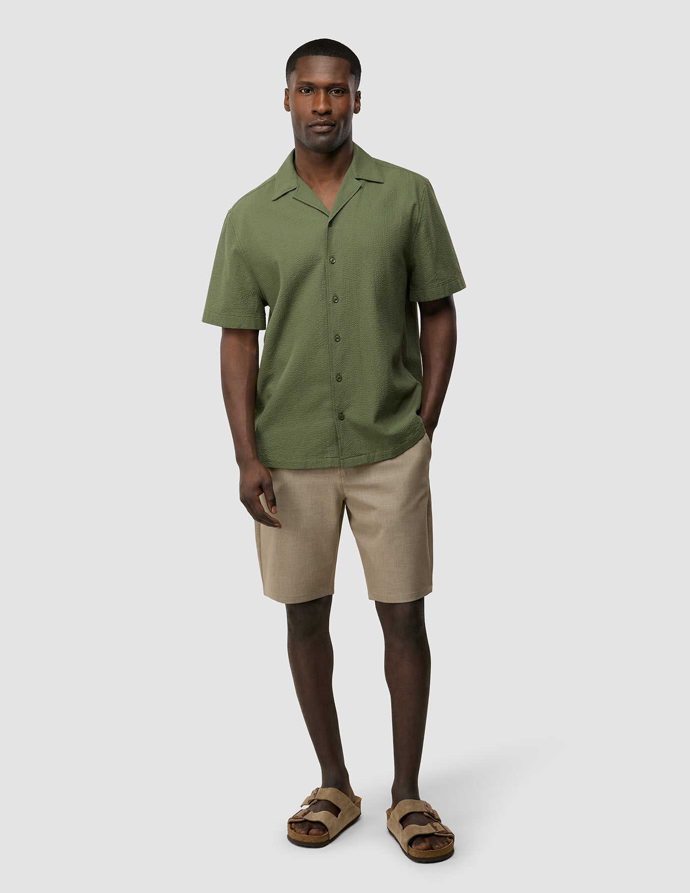 Seersucker Short Sleeve Shirt Clover Green