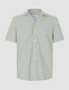 Seersucker Short Sleeve Shirt Green Stripes