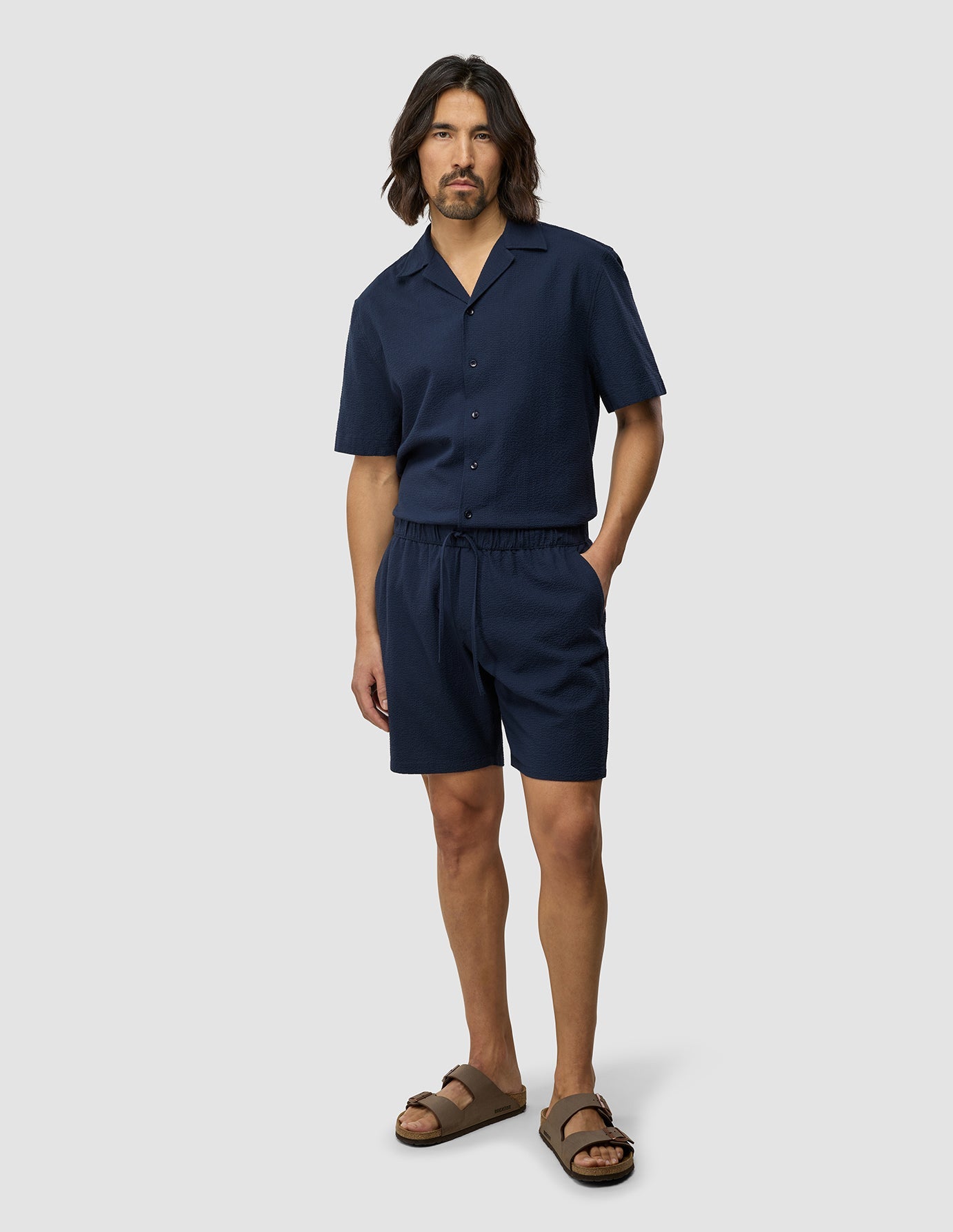 Seersucker Shorts Dark Navy
