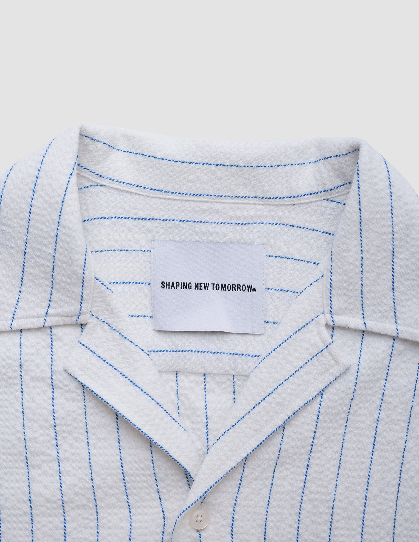 Seersucker Short Sleeve Shirt Blue Stripes