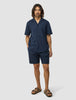 Seersucker Short Sleeve Shirt Dark Navy