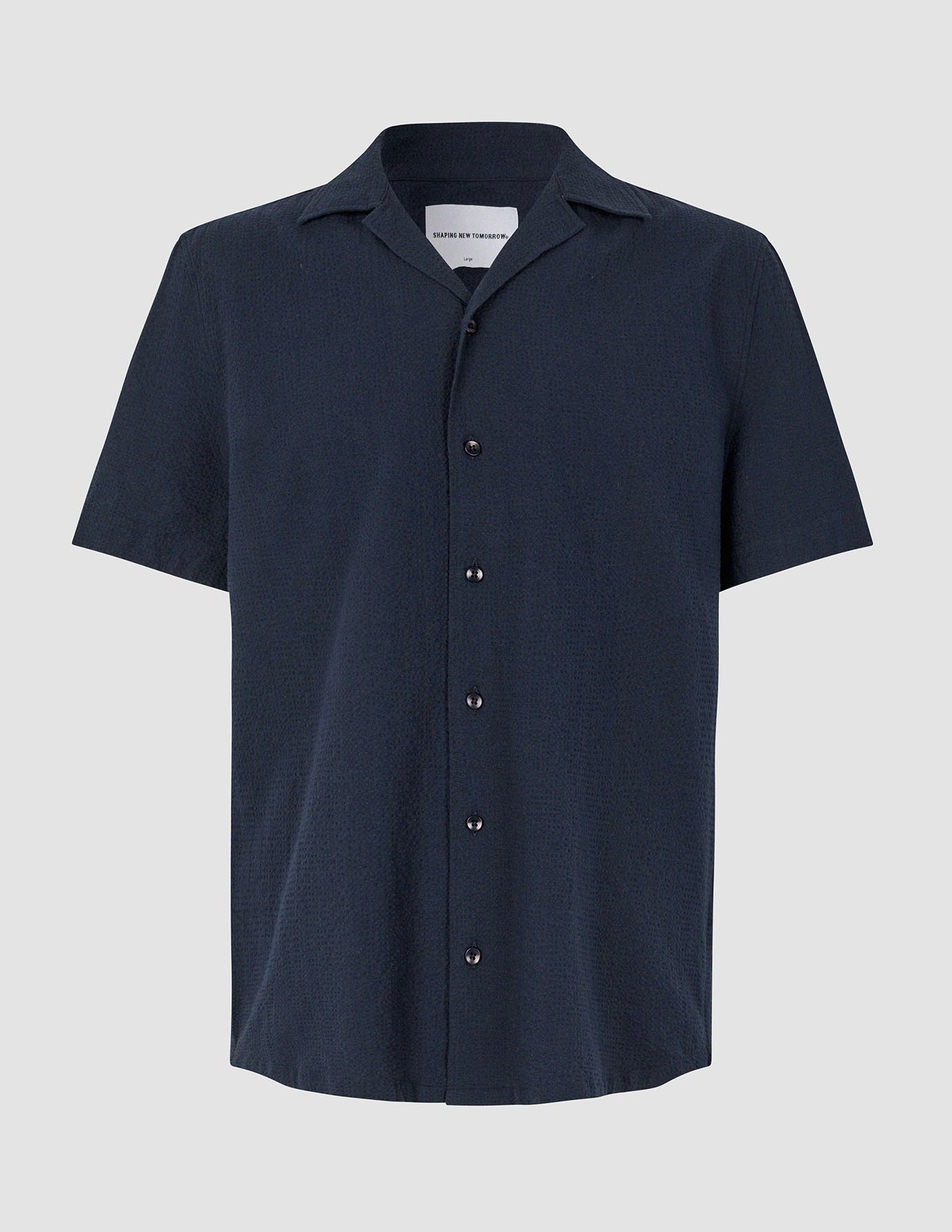 Seersucker Short Sleeve Shirt Dark Navy