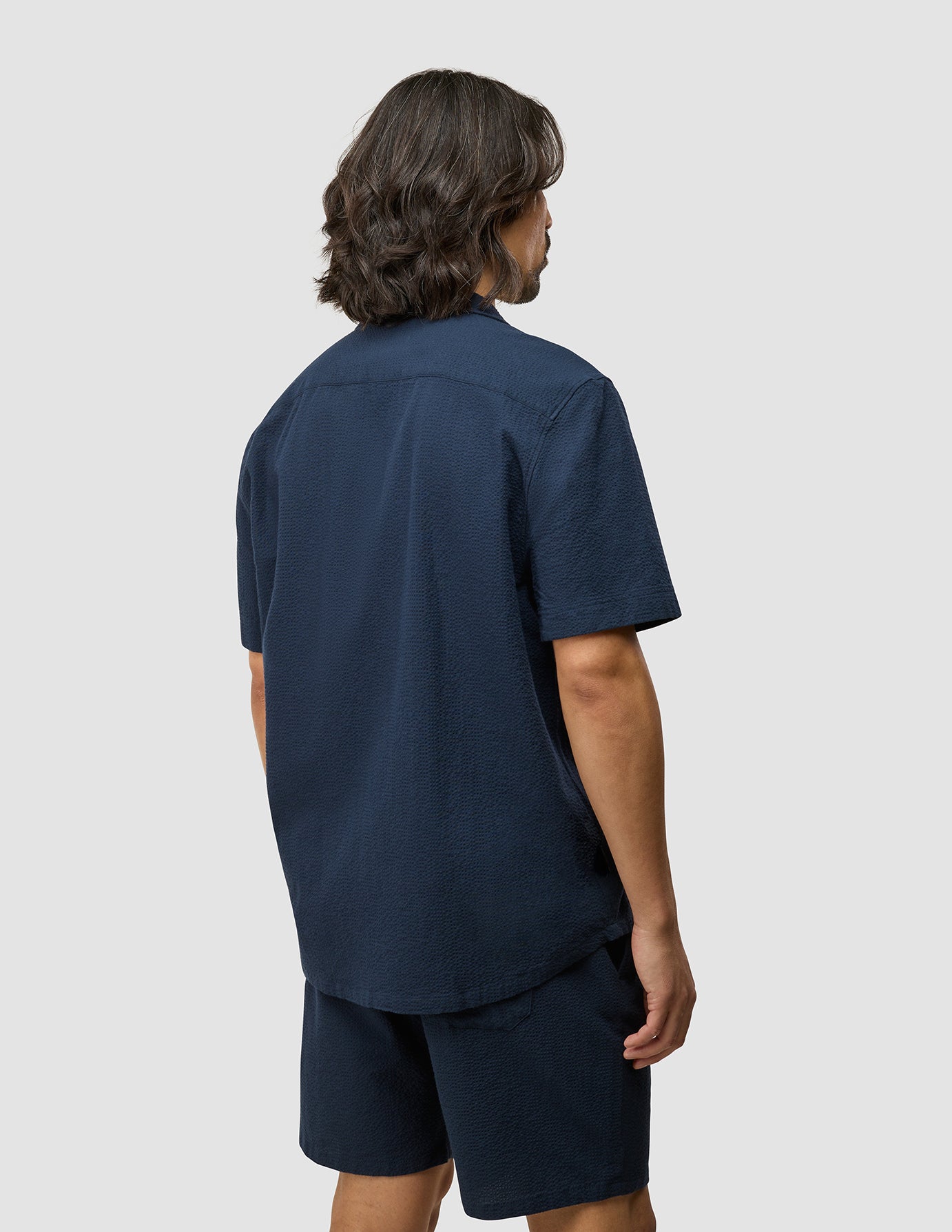 Seersucker Short Sleeve Shirt Dark Navy