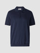 Silk / Cotton Short Sleeve Polo Navy