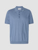 Silk / Cotton Short Sleeve Polo Cloud Blue