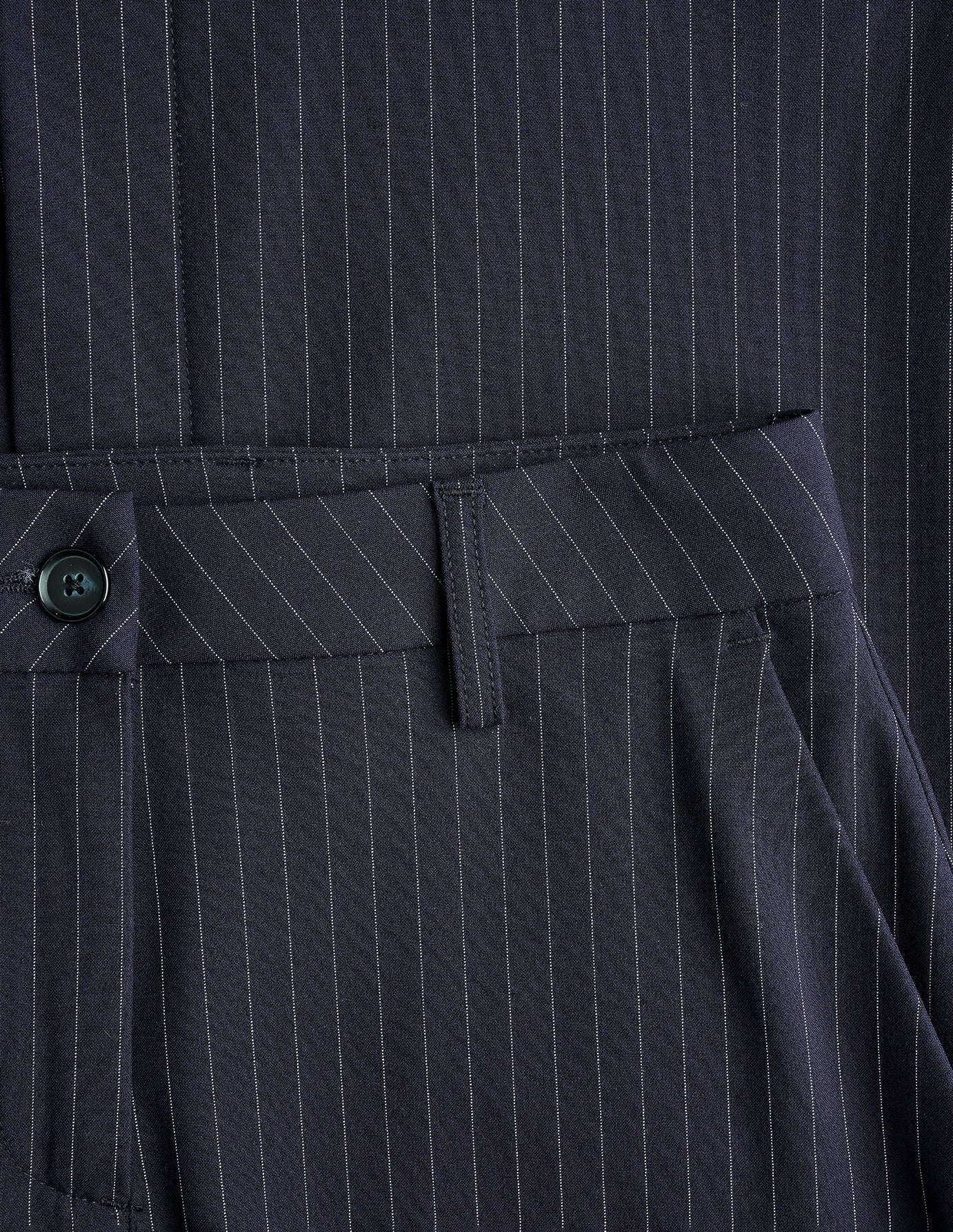 Essential Set Navy Pinstripe Short Vest & Maxi Skirt