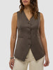 Women's Skye Long Vest Dark Chestnut Melange