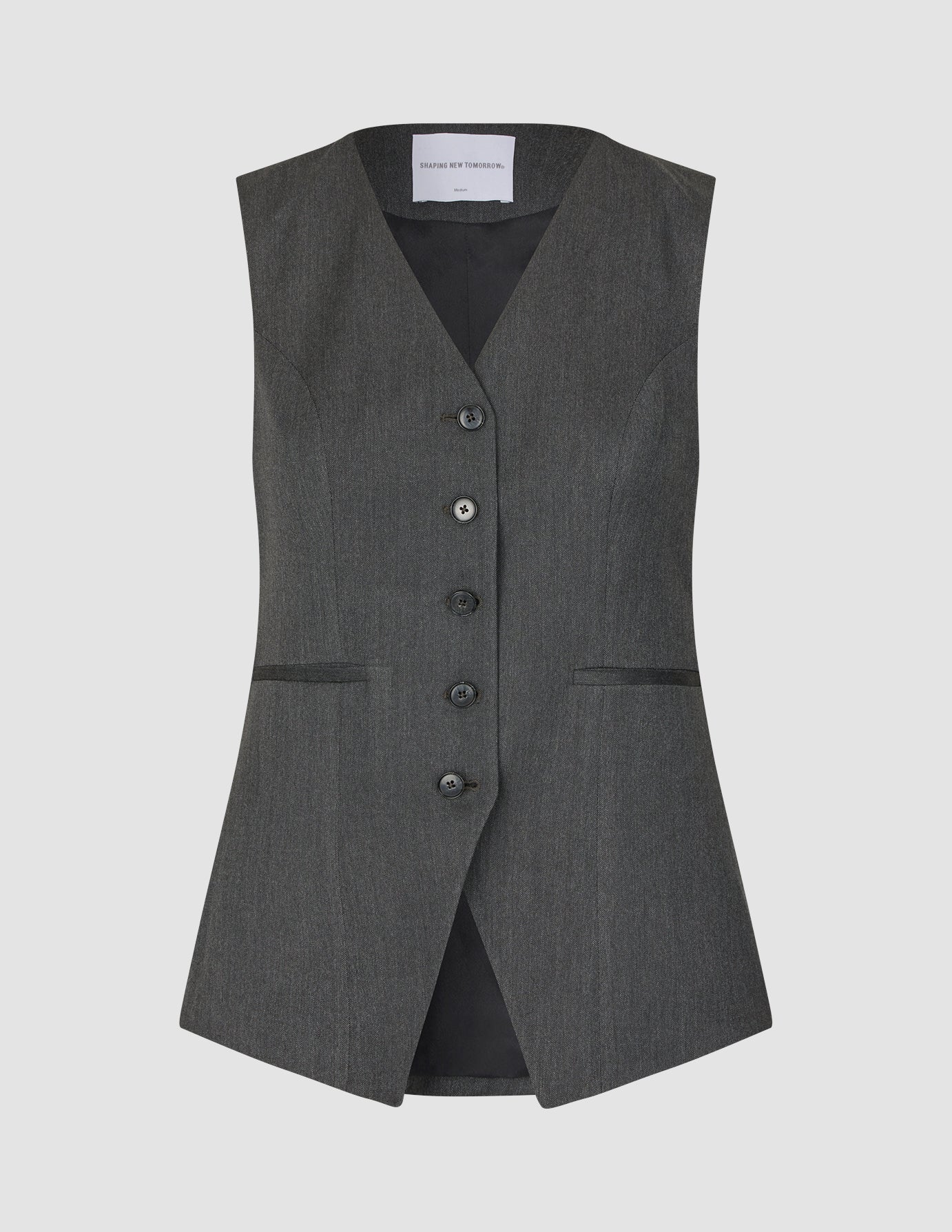 Skye Set Charcoal Melange Long Vest and Tapered Pants