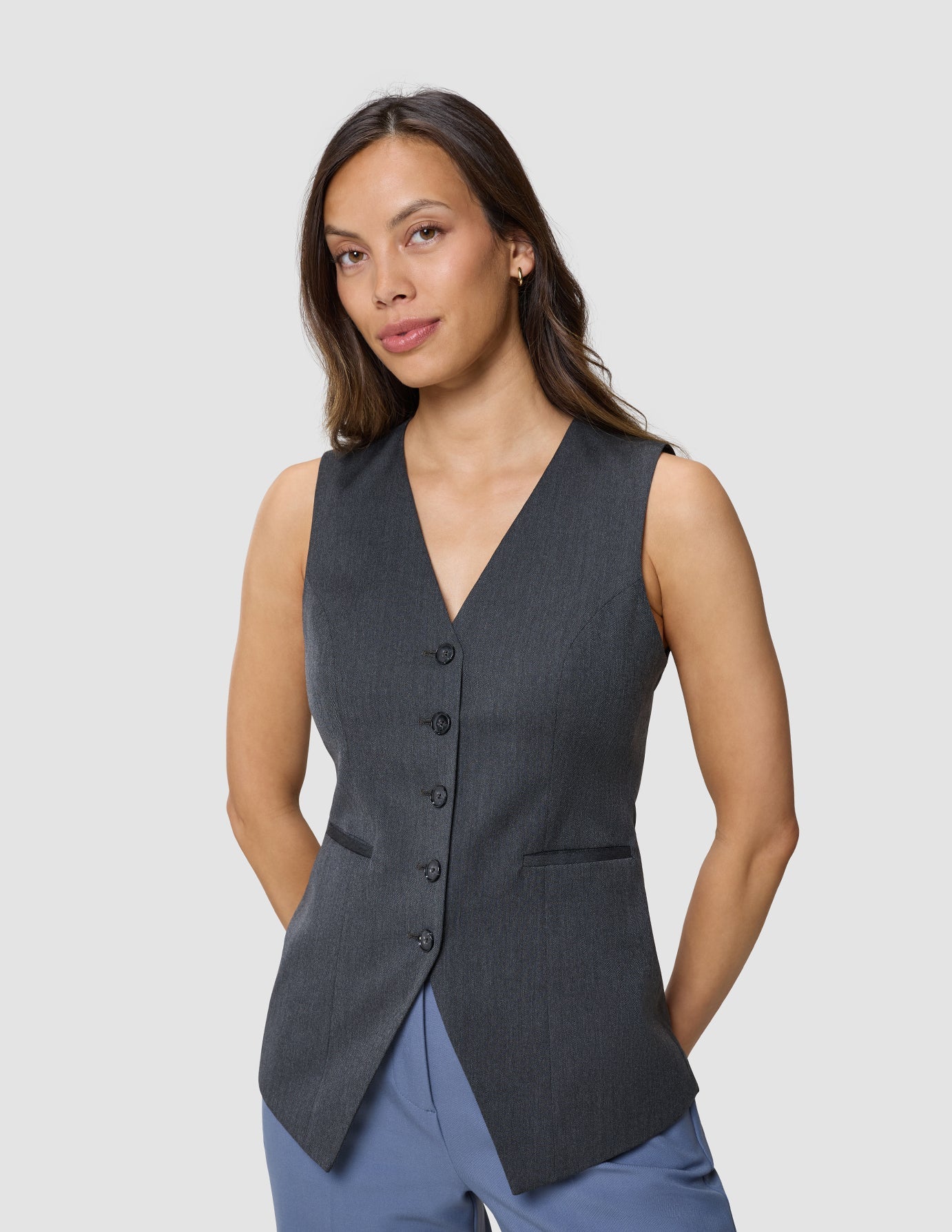 Women's Skye Long Vest Charcoal Melange