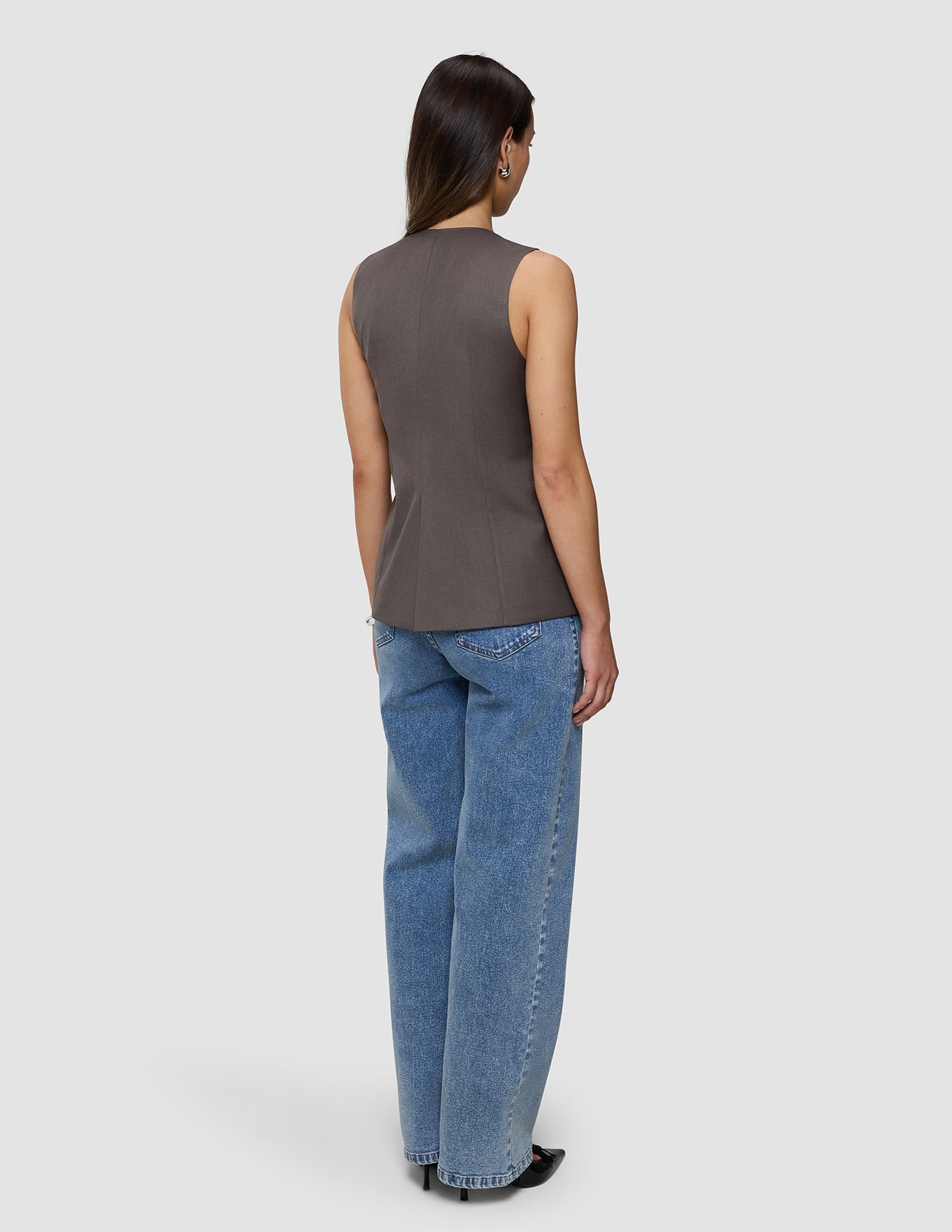 Women's Skye Long Vest Dark Chestnut Melange