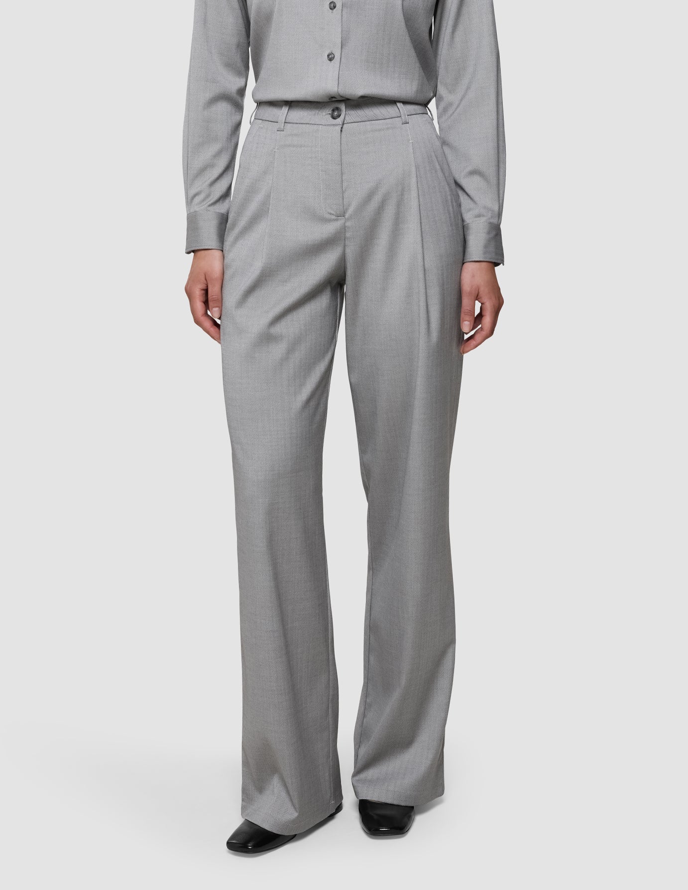 Women's Skye Pants Wide Mellow Beige Herringbone