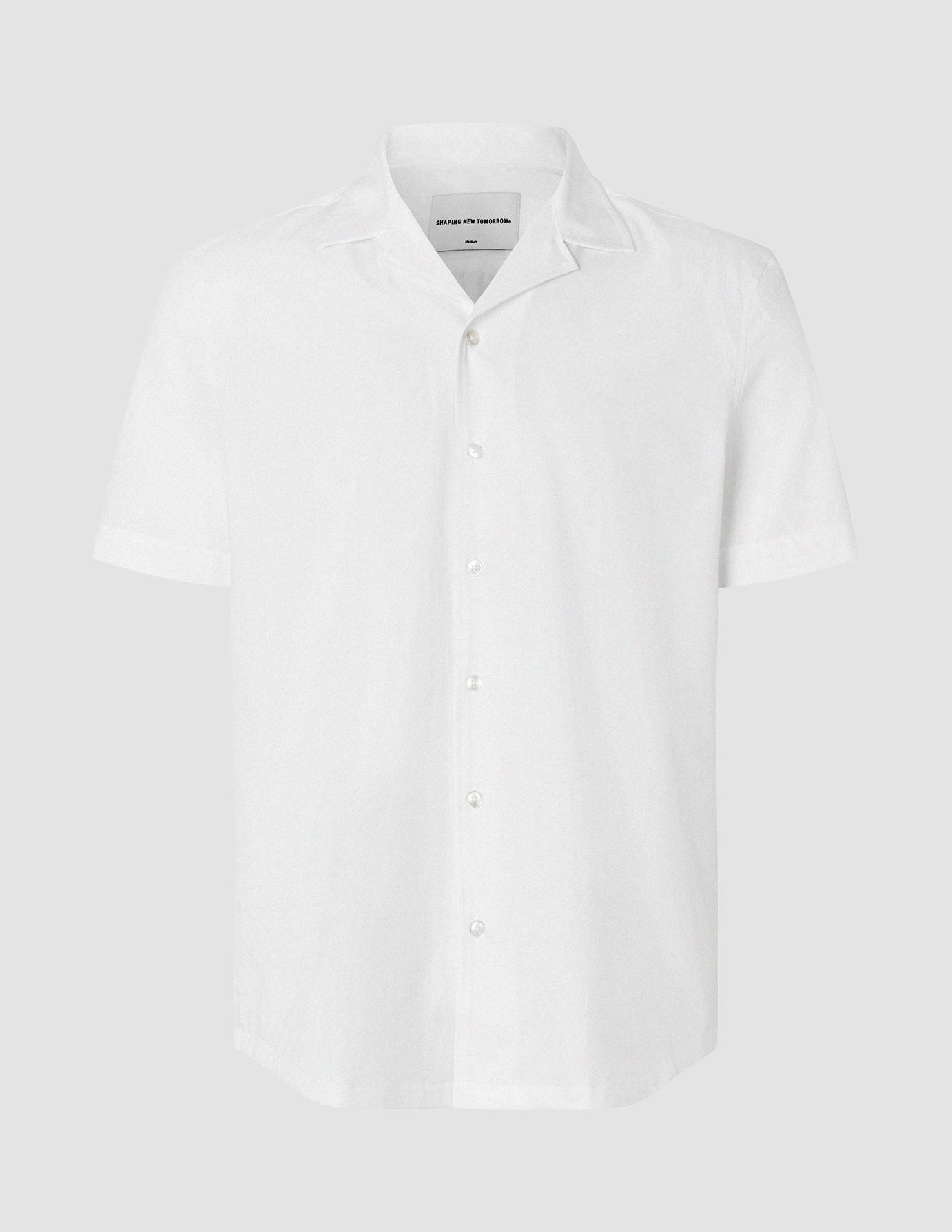 Tech Linen Bowling Short Sleeve Shirt Pure White