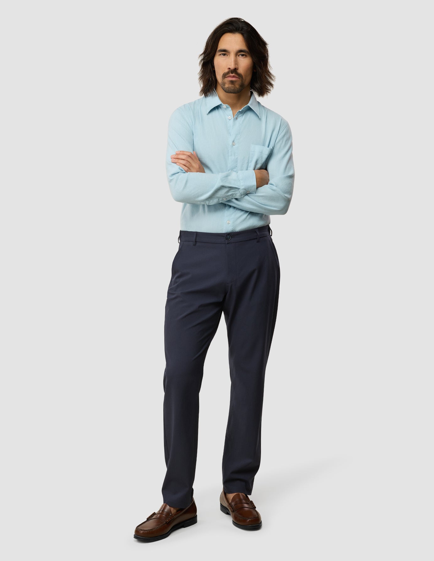 Tech Linen Elastic Pants Midnight Blue