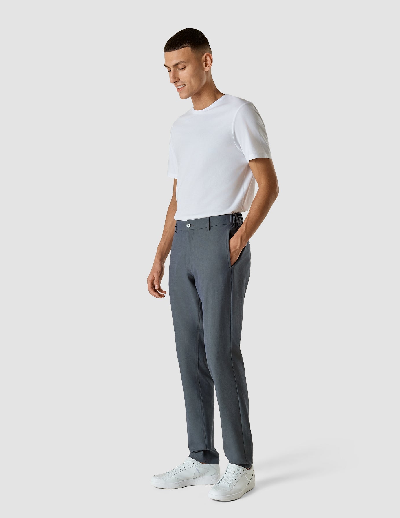 Tech Linen Elastic Pants Navy
