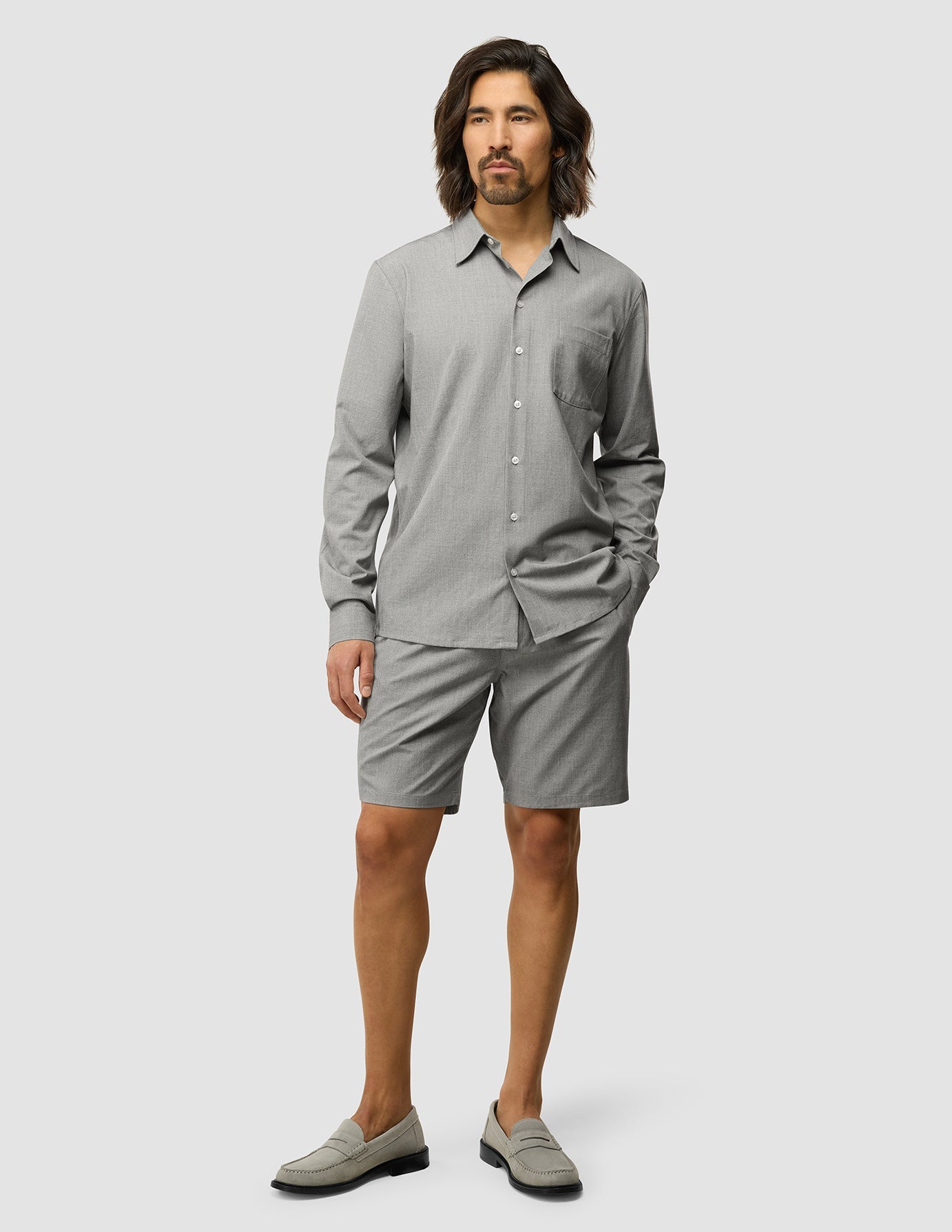 Tech Linen Casual Shirt Charcoal