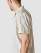 Tech Linen Bowling Short Sleeve Shirt Navy Pinstripe