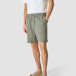 Tech Linen Elastic Shorts Green Pinstripe