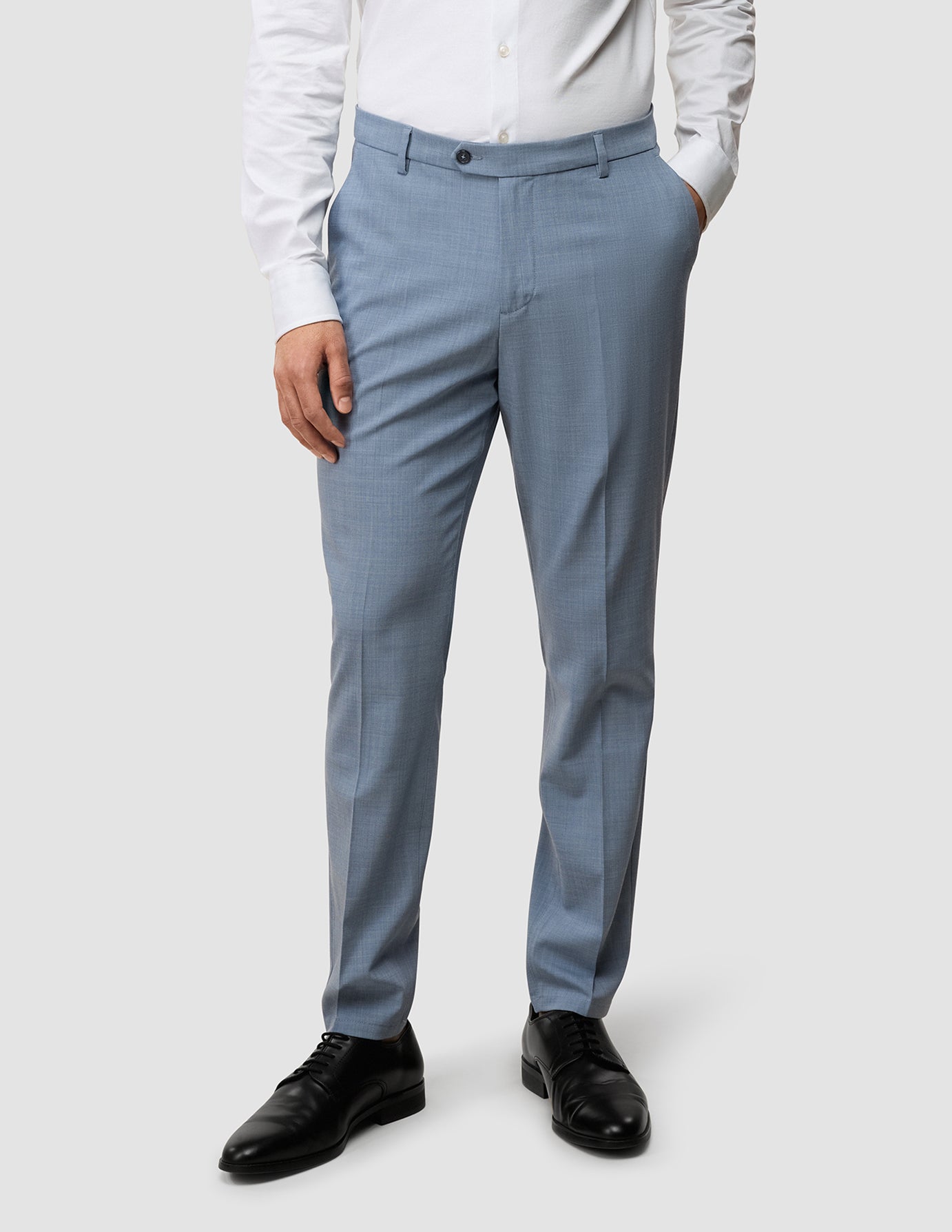 Tech Wool Suit Pants Slim Light Blue