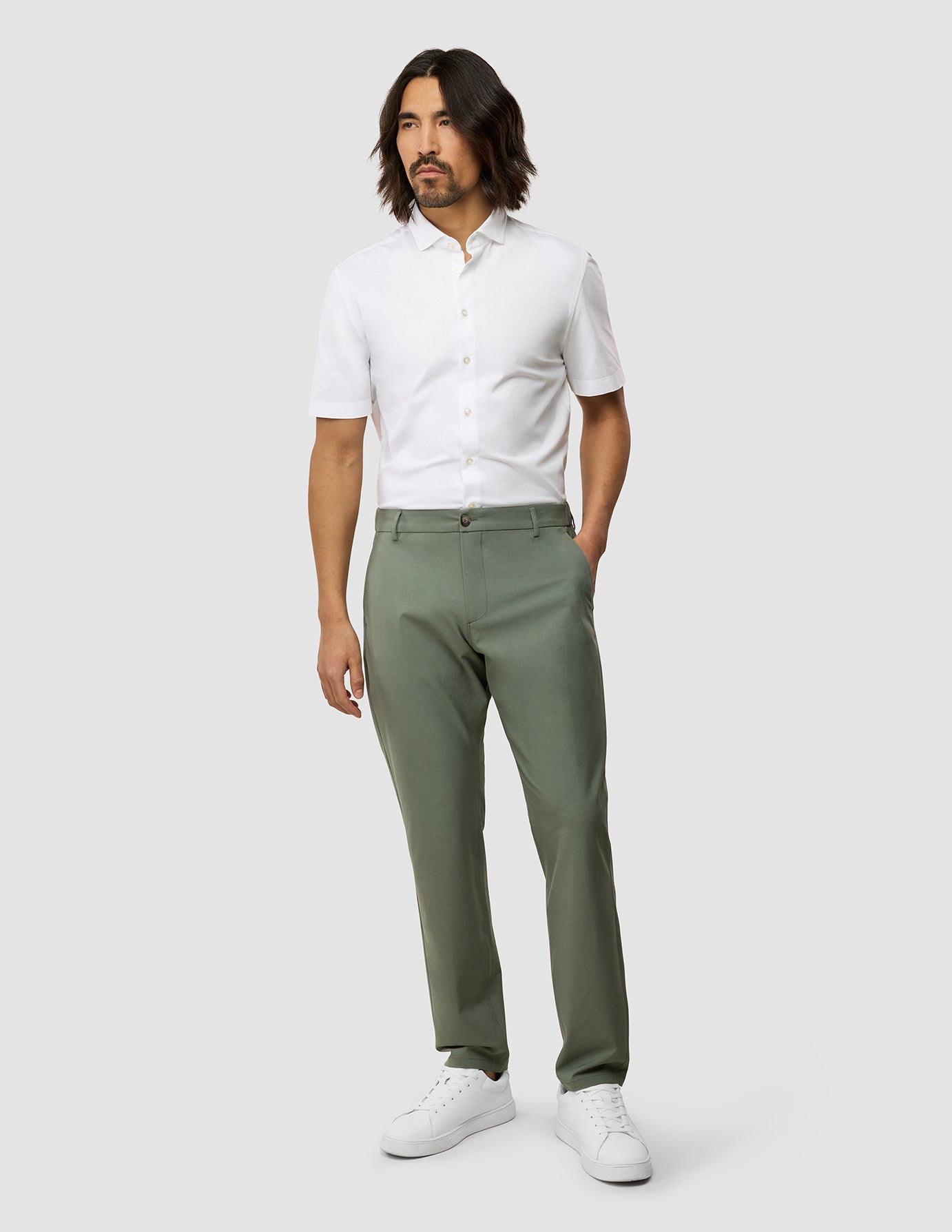Tech Linen Elastic Pants Urban Green