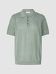 Textured Knitted Short Sleeve Polo Shirt Calm Green