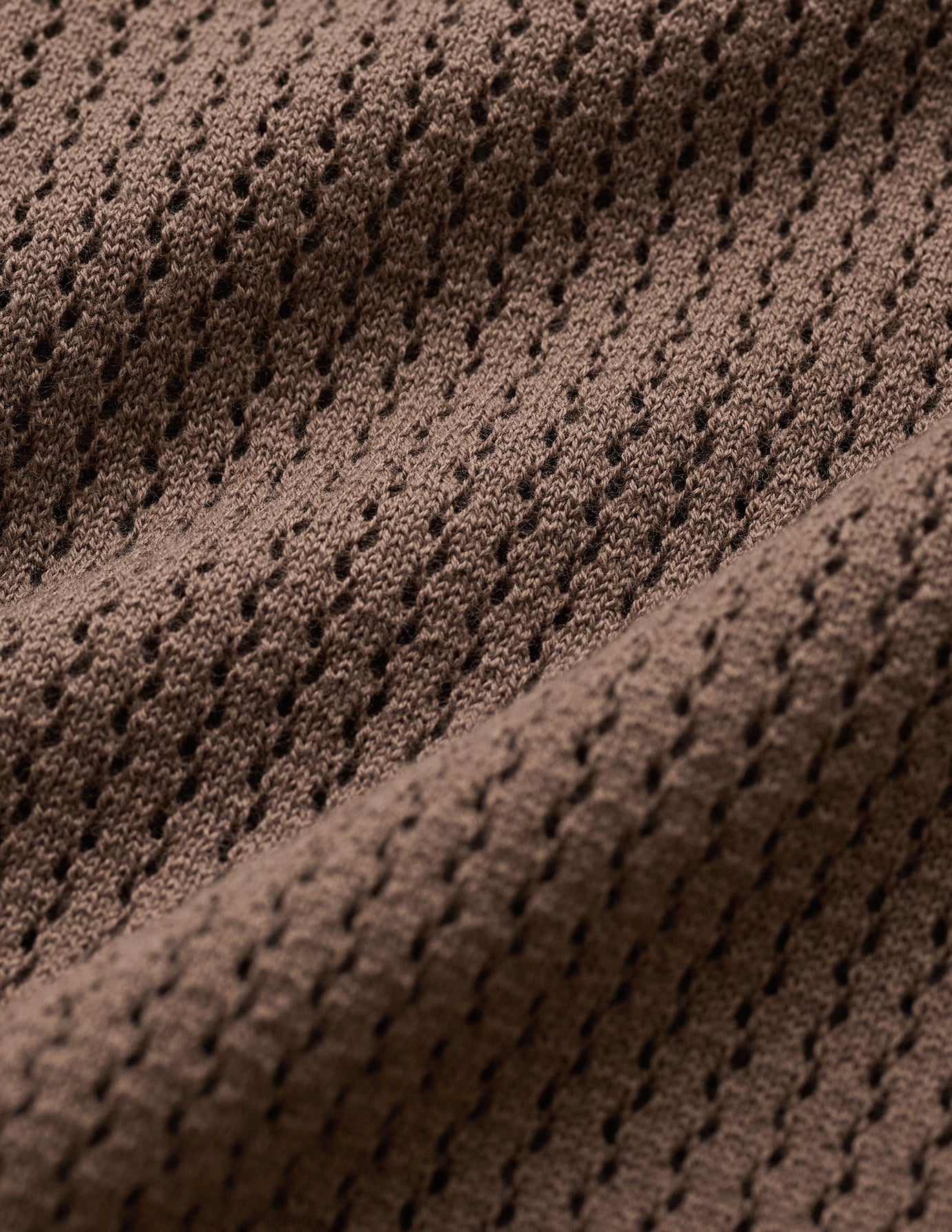 Textured Knitted Short Sleeve Polo Dark Earth