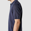 Textured Knitted Short Sleeve Polo Shirt Navy