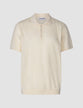 Textured Knitted Short Sleeve Polo Shirt Buttercream