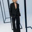 Essential Pants Wide Black Silver Pinstripe