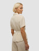 Women's Linen Shirt Short Sleeved Sandy Beige