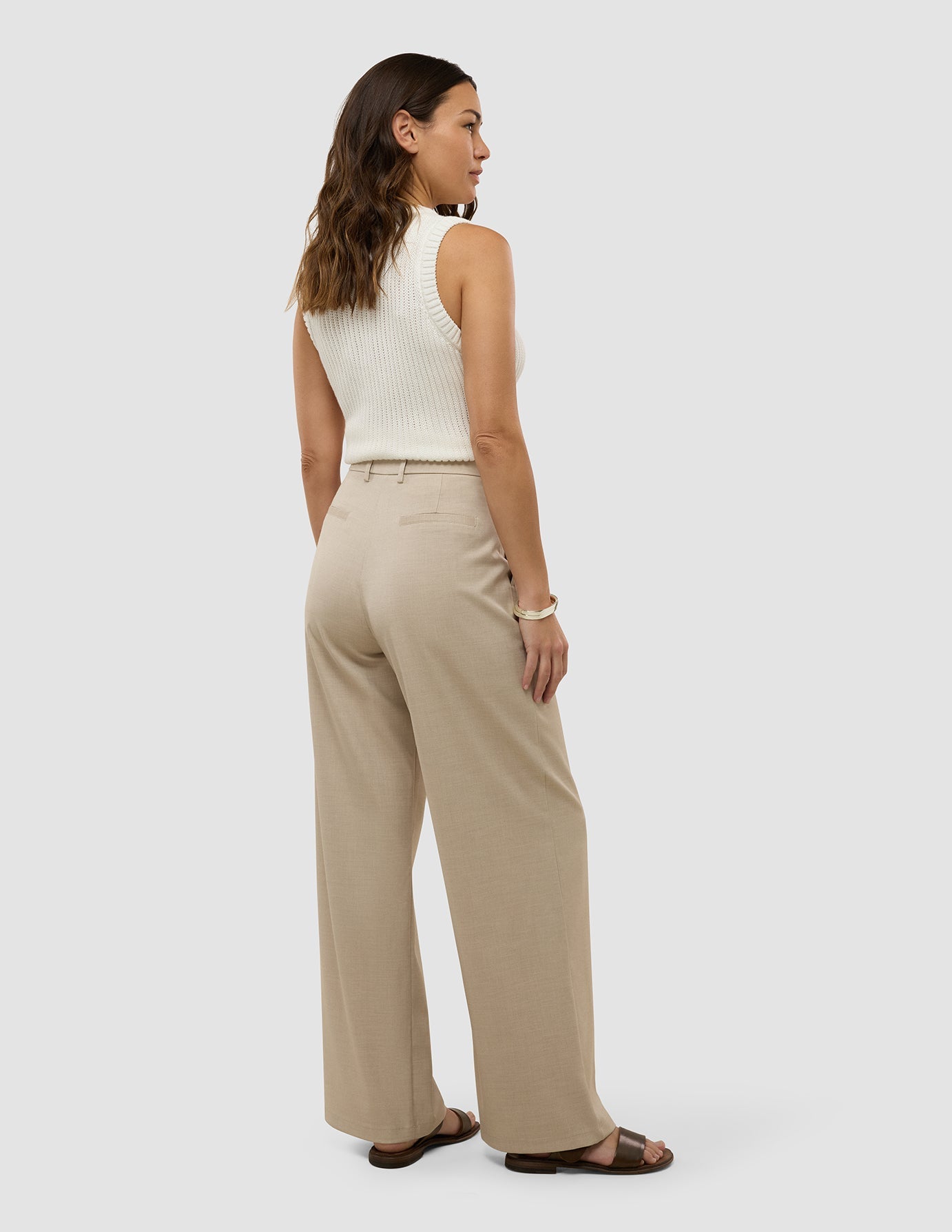 Women's Skye Pants Wide Sandy Beige Melange