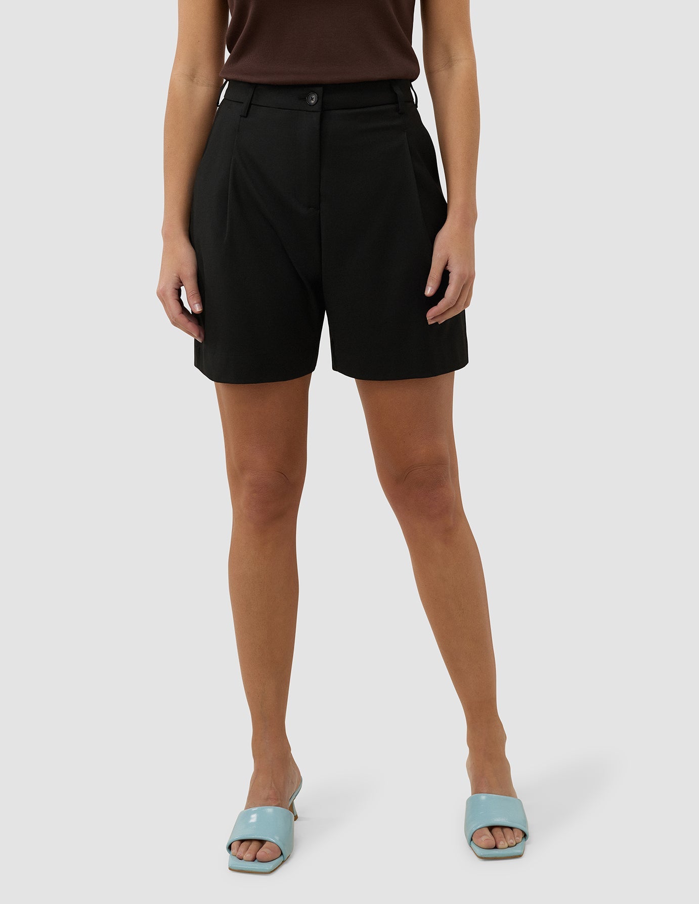 Skye Set Black Long Vest & Shorts