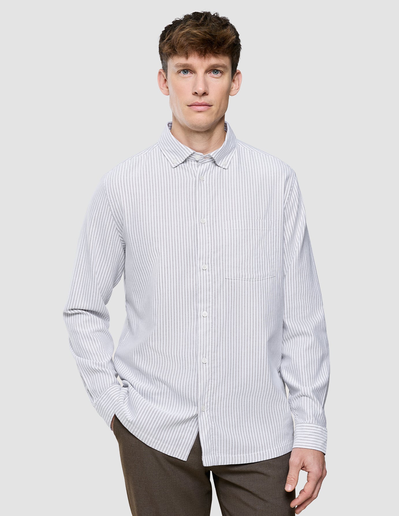 All-Day Oxford Shirt Beige Stripes