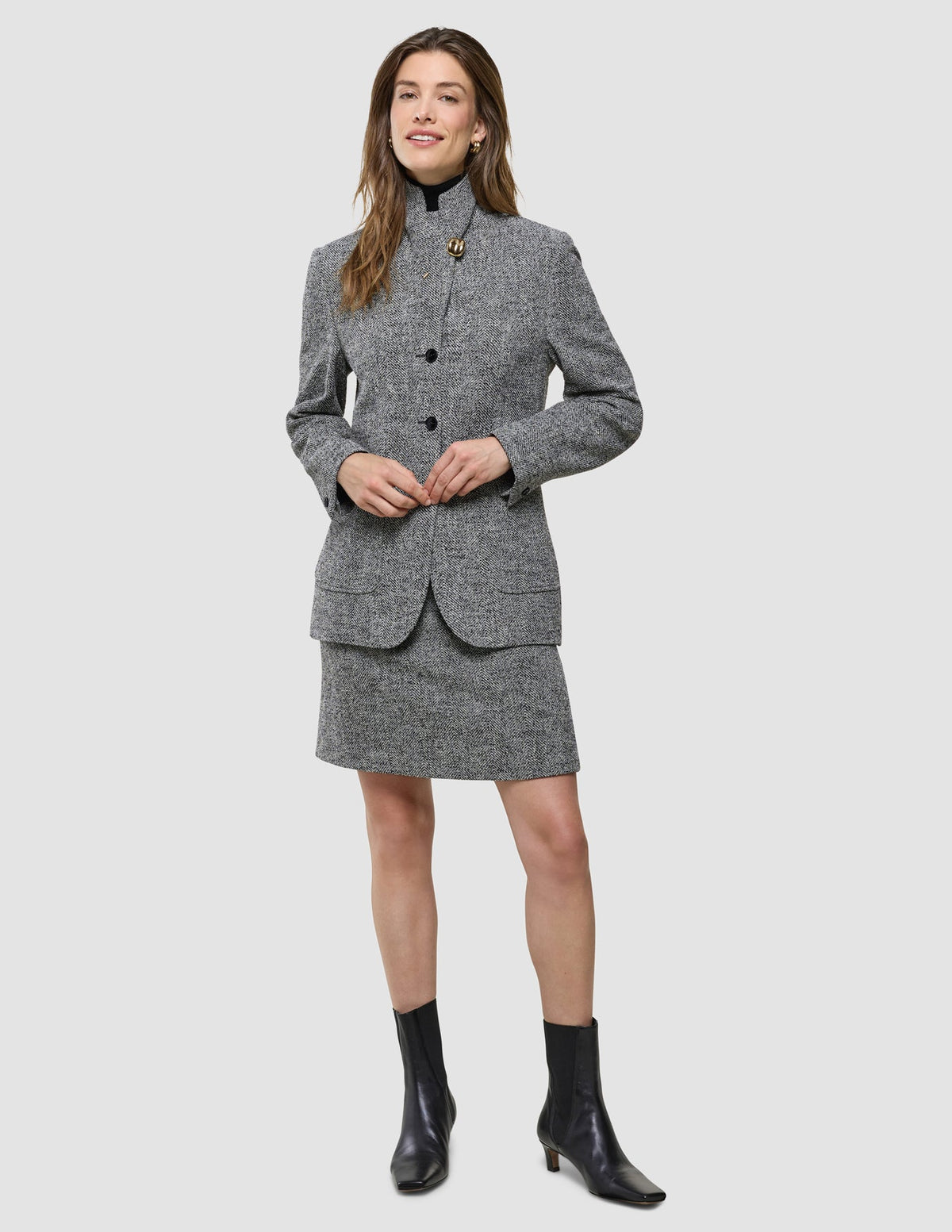 Women Ashryn Short Skirt Domino Herringbone