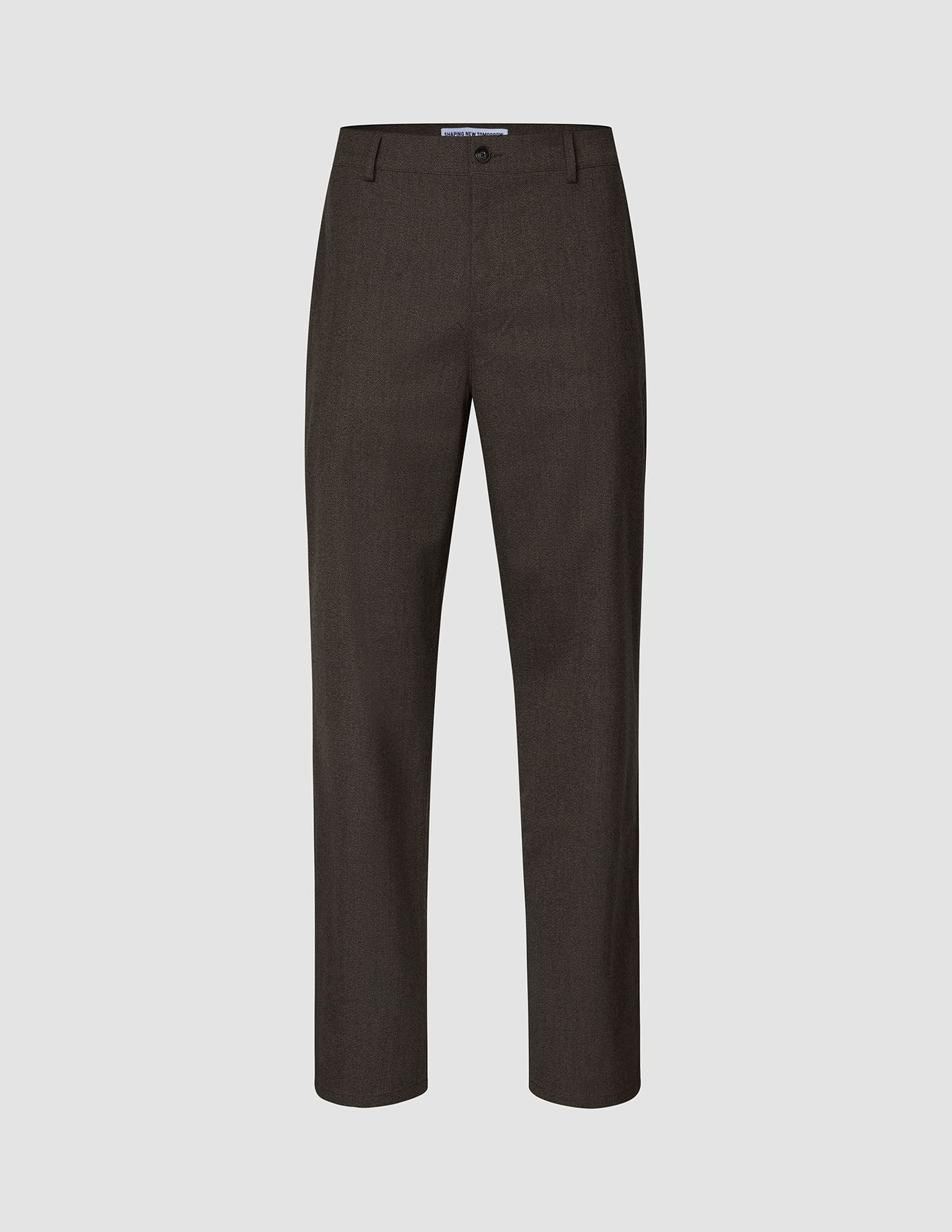 Atelier-Hose Relaxed in Dunkelbraun aus schwerem Broken-Twill mit Knopfverschluss, geradem Bein und einem skandinavischen Design in lockerer Passform.