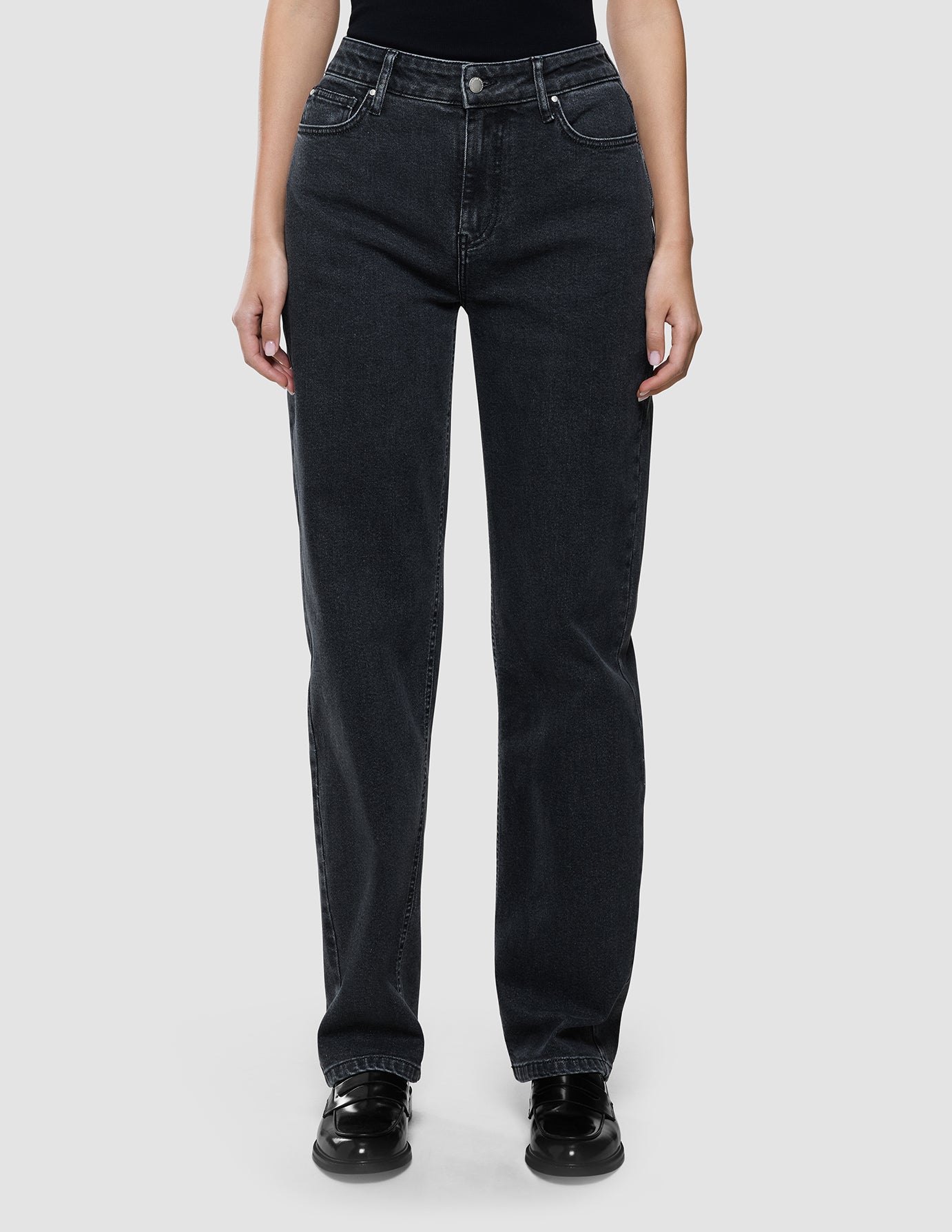 Jeans Straight Washed Black