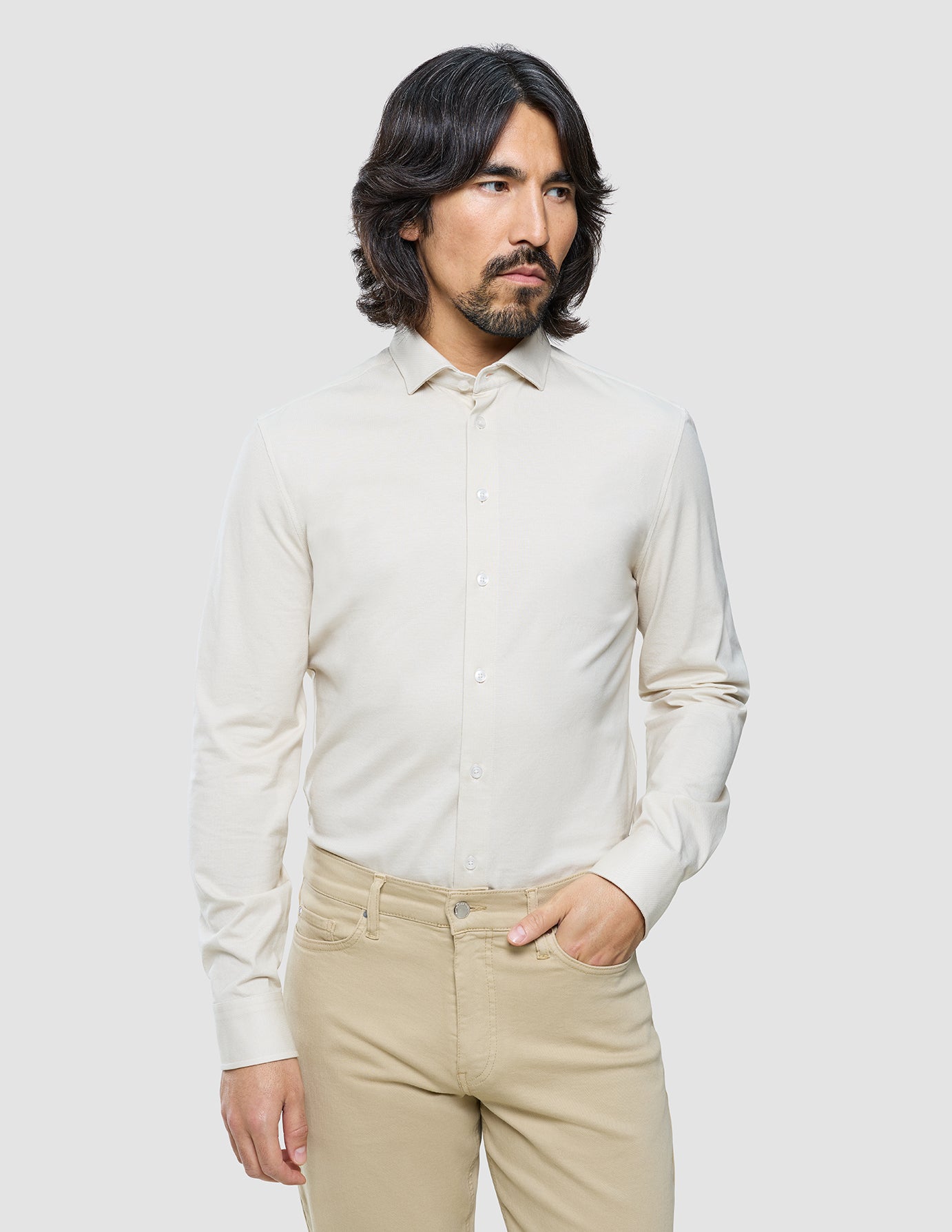Classic Shirt Beige Twill Slim
