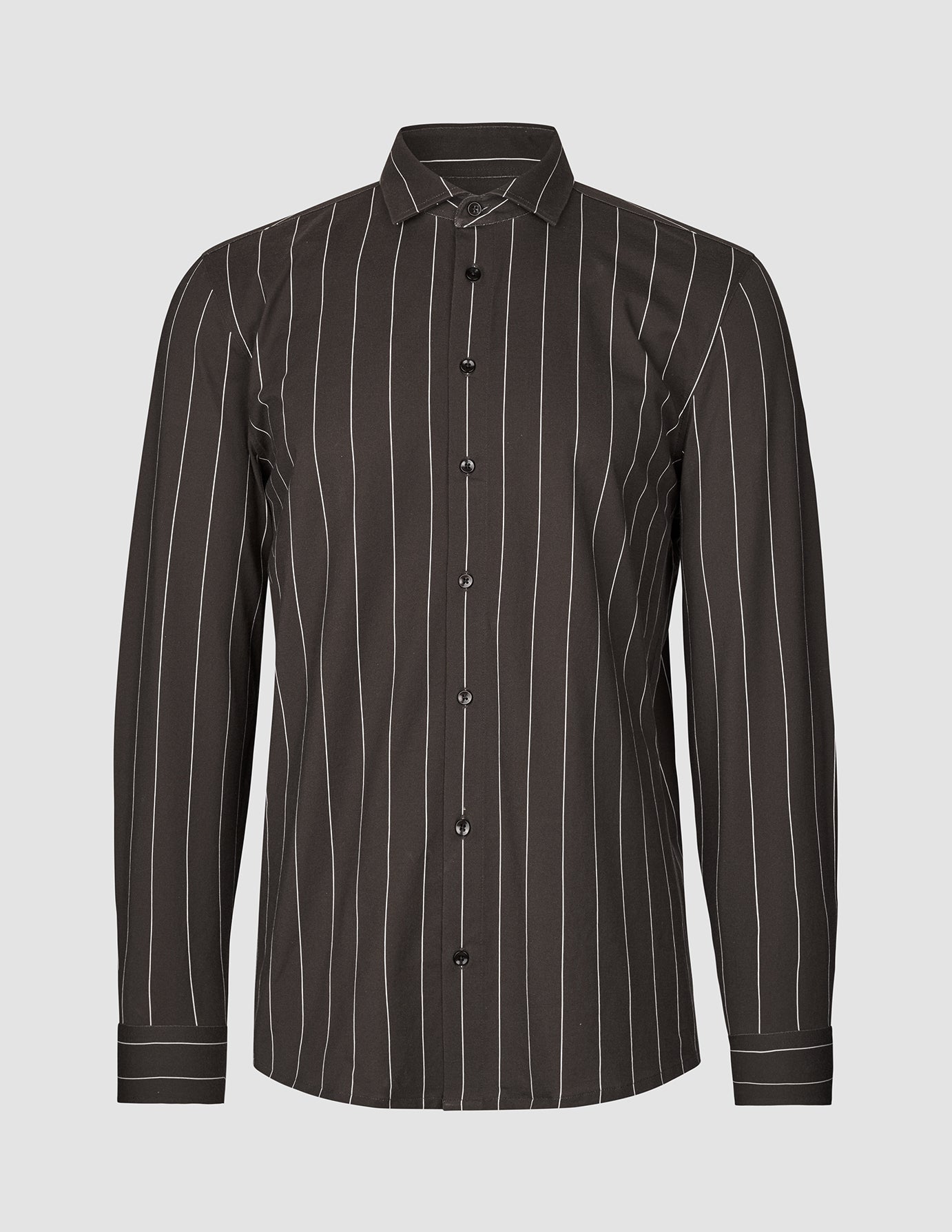 Classic Shirt Brown Pinstripes Slim