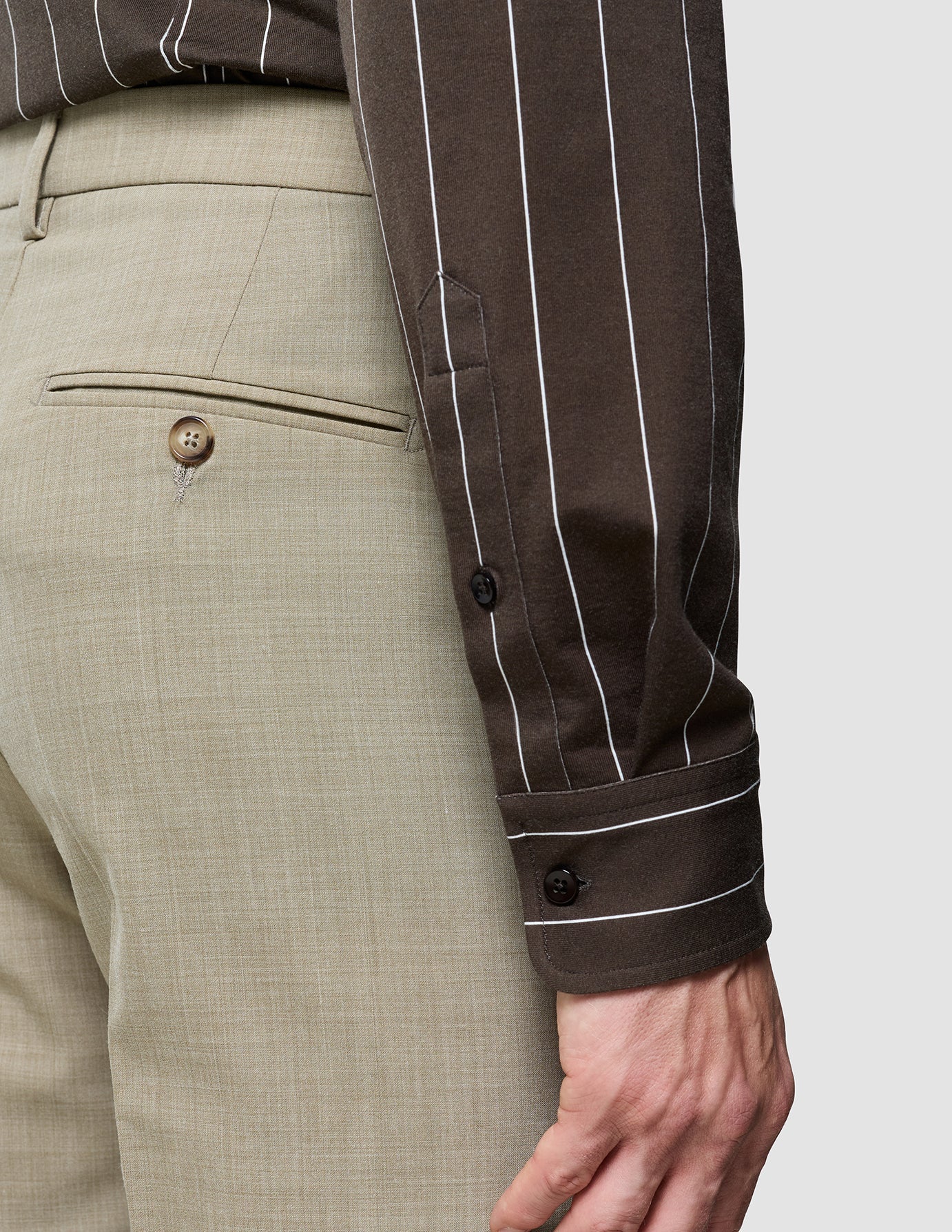 Classic Shirt Brown Pinstripes Slim