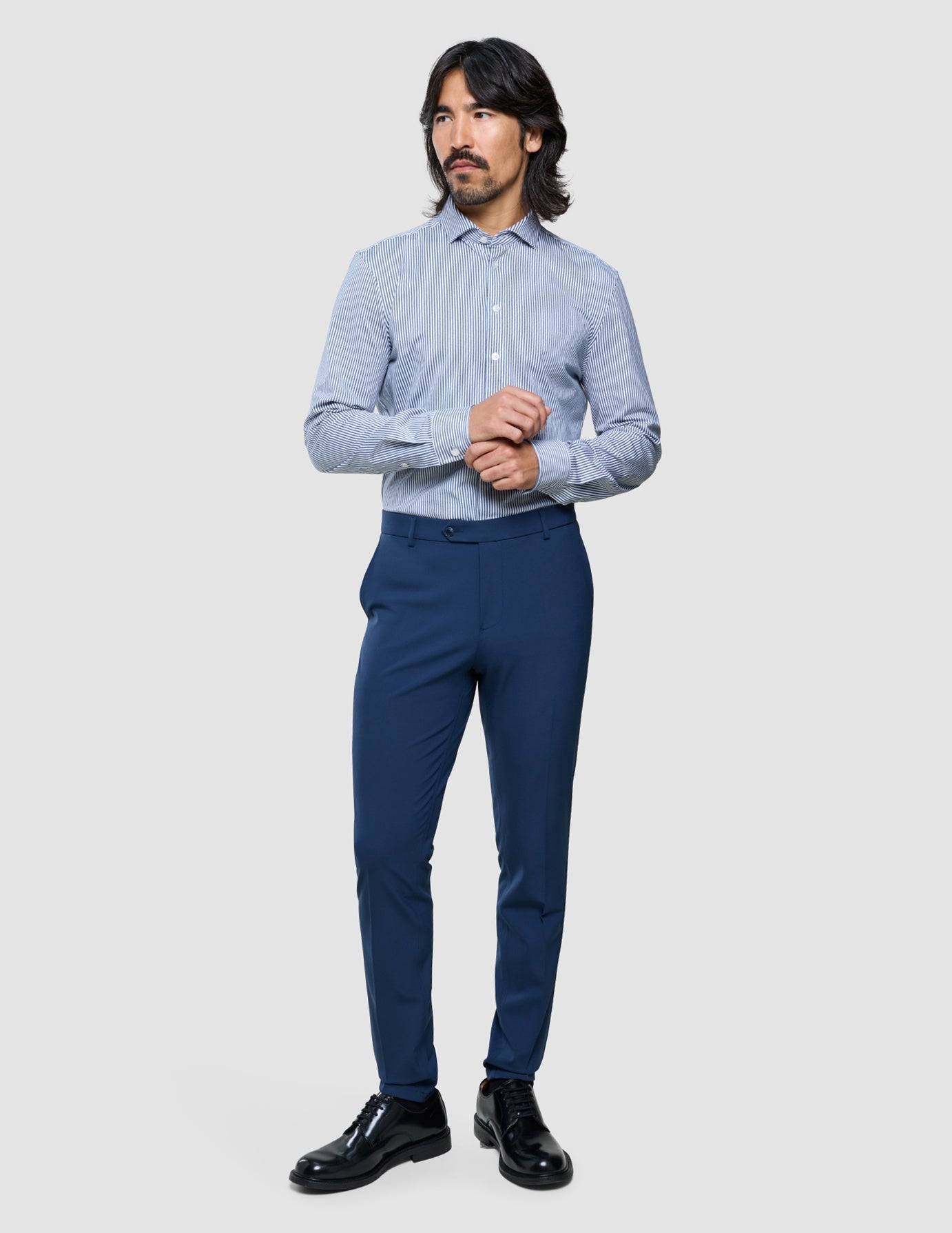 Classic Shirt Marine Herringbone Slim