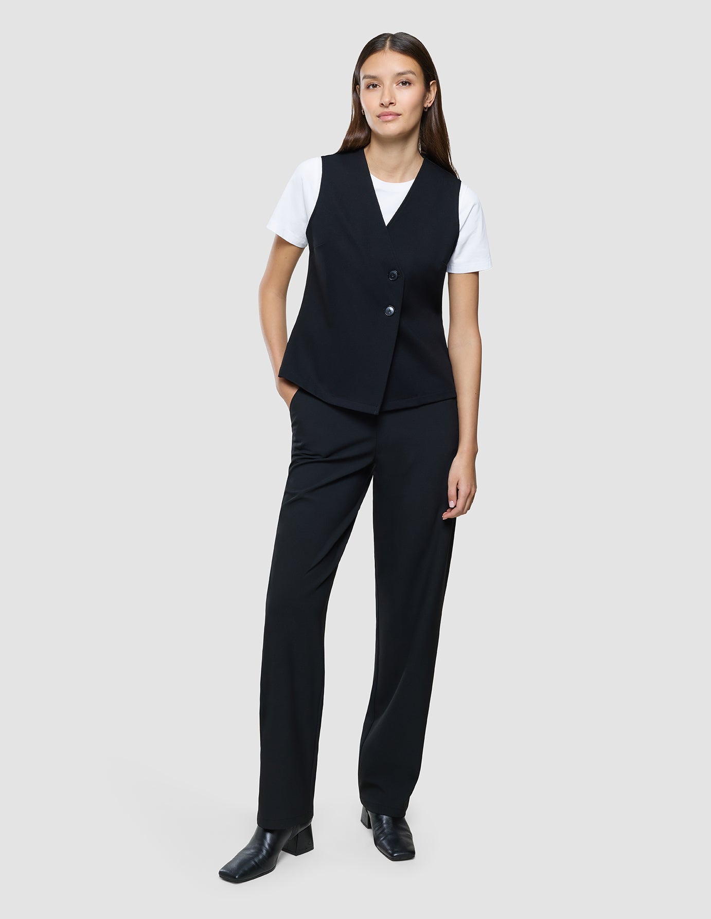 Women Ease Pants Straight Black