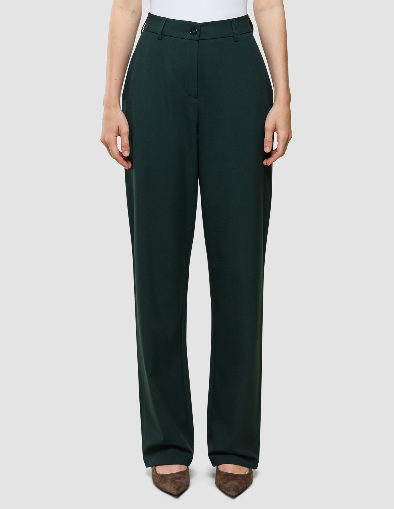 Women Ease Pants Straight Evergreen