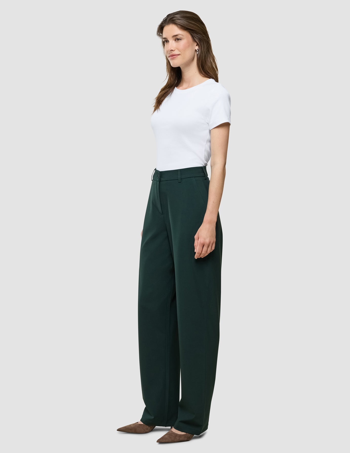 Women Ease Pants Straight Evergreen