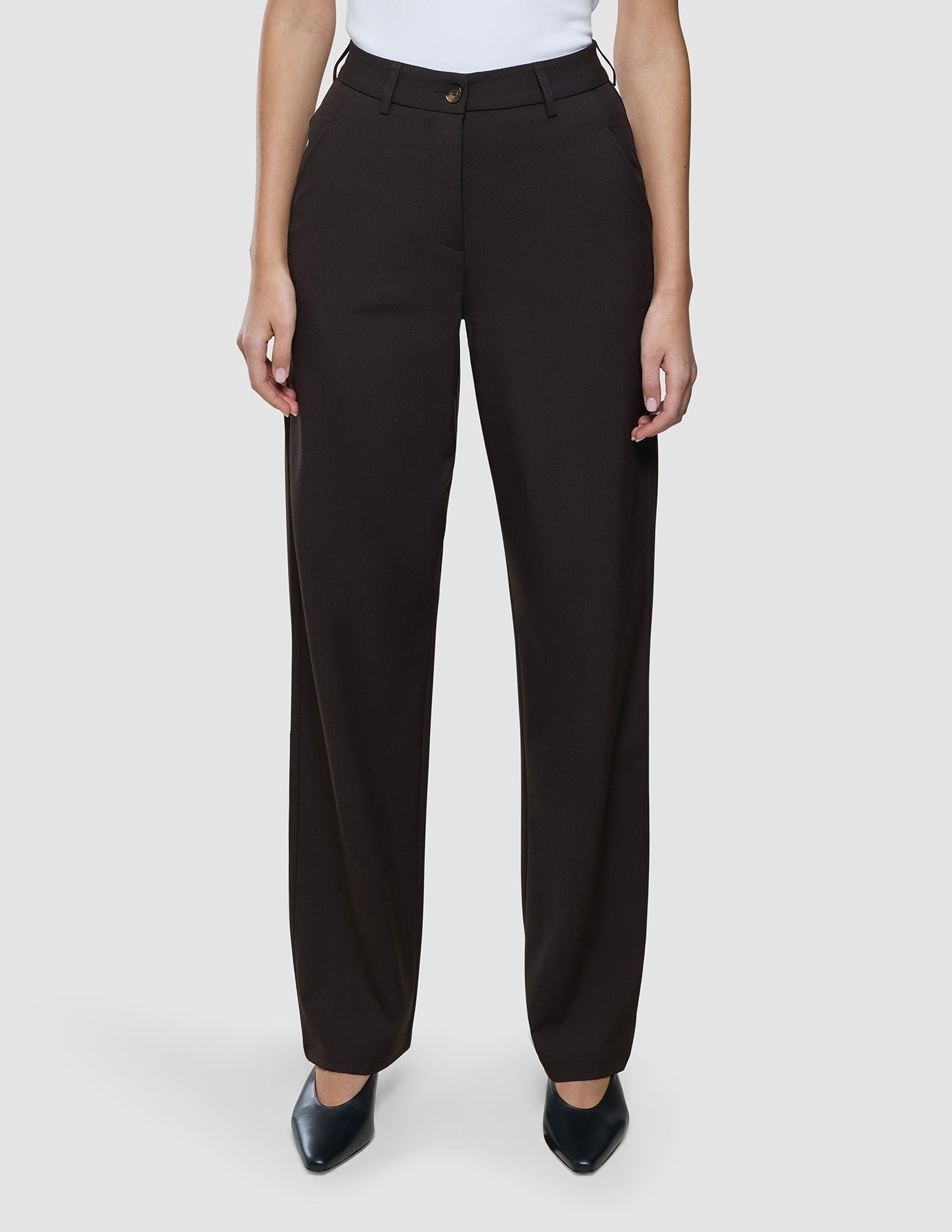 Women Ease Pants Straight Mocha Melange