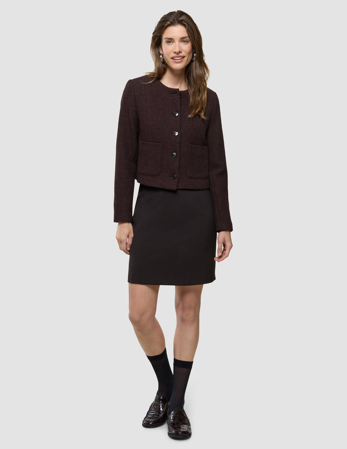 Women Ease Short Skirt Mocha Melange