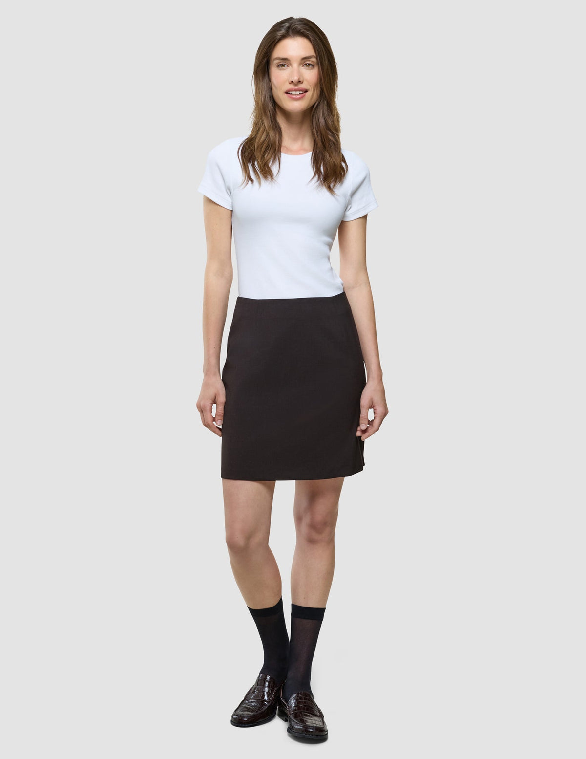 Women Ease Short Skirt Mocha Melange